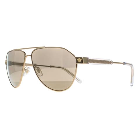 ve2223 versace|Versace Light Brown Mirrored Dark Gold Pilot Men's Sunglasses .